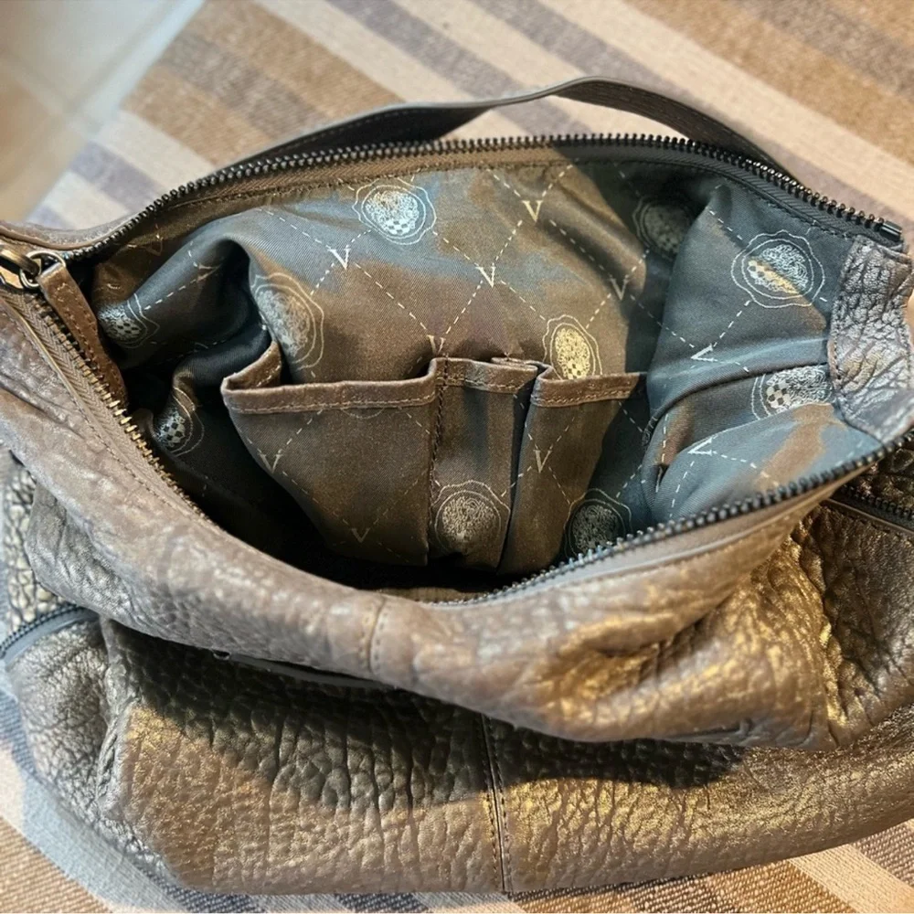 Vince Camuto Riley metallic brushed bubble lamb leather hobo purse shoulder bag